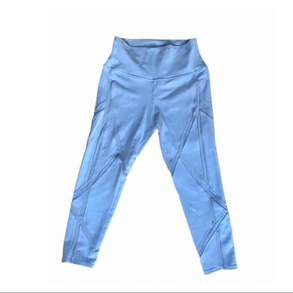 ALO Yoga light blue mesh insert crop leggings - Picture 1 of 6